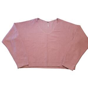 Free People Pink Knit Sweater M Oversized Boho Soft Girl Cozy